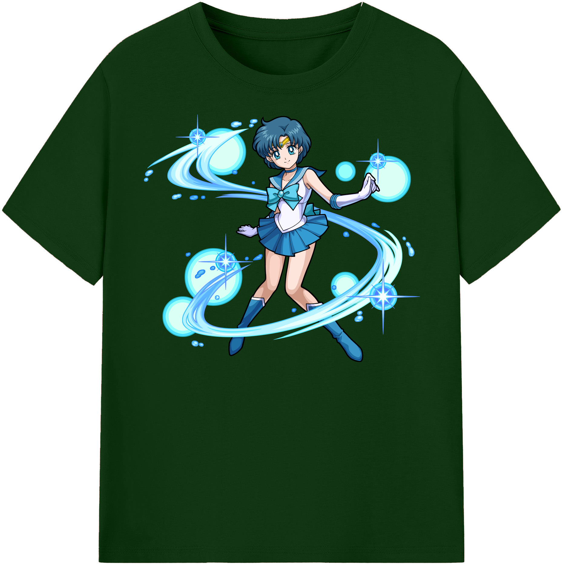 （画像用） 美少女戦士セーラームーン 水野 亜美 みずの あみ Sailor Moon Mizuno Ami 綿100％半袖Tシャツ（フロントプリント）